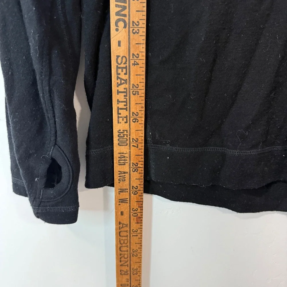 Smartwool Mens 1/2 Zip Pullover Medium Black Merino Wool Thumbholes Base Layer - Picture 4 of 8